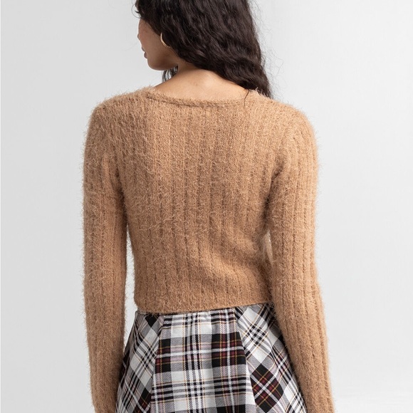 💗GET 20% OFF💗 NWT Tilly’s FULL CIRCLE TRENDS Tie Front Womens Cardigan Tan - Picture 5 of 7